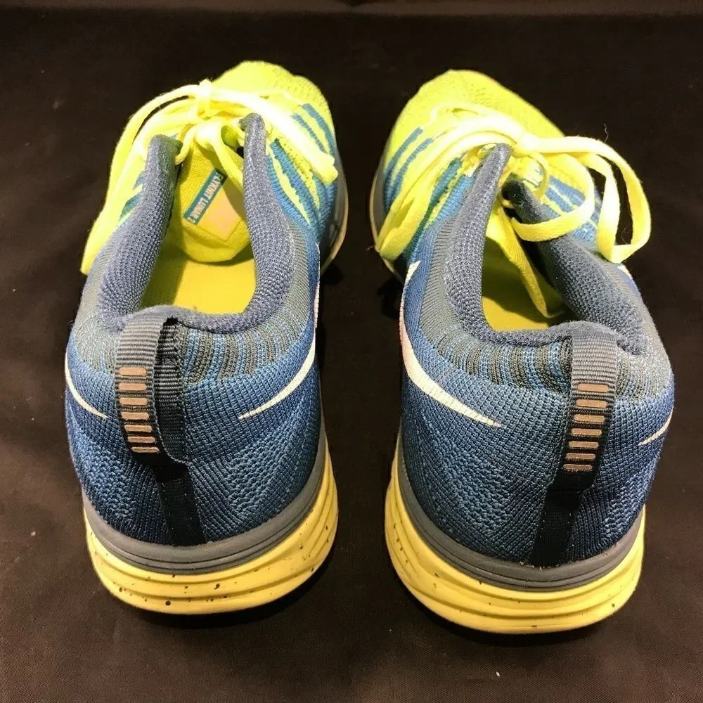 NIKE Mens Flyknit Lunar 2 Sz 10 US 44 EUR Volt Blue 9 UK Running Shoes